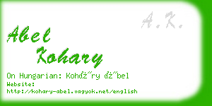 abel kohary business card